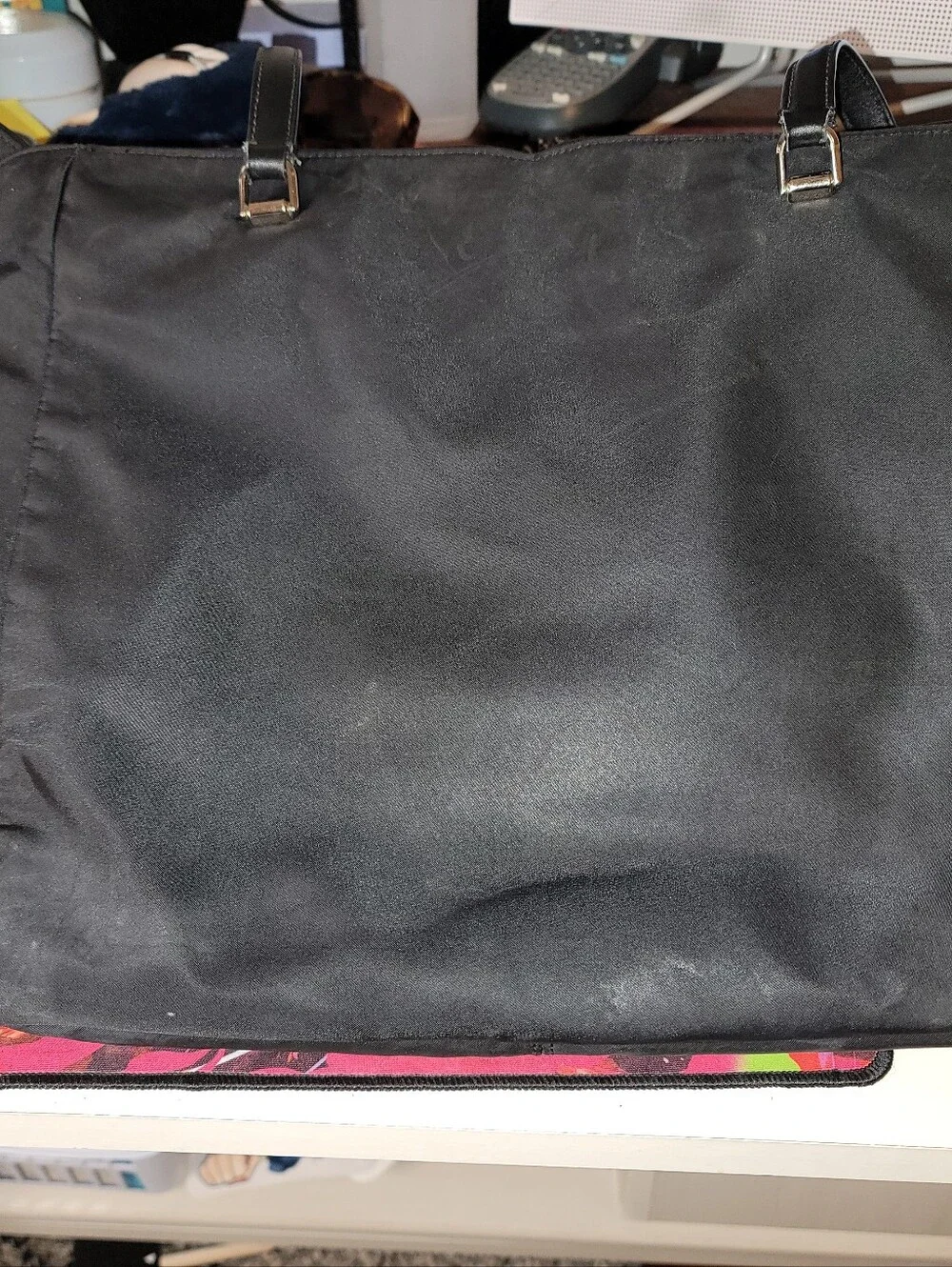 KATE SPADE Black Nylon/Leather Large Tote Bag Purse